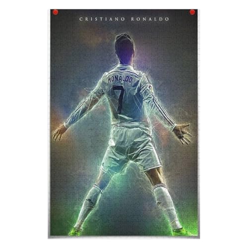 Puzzle 1000 Teile Ronaldo Puzzles Erwachsene Schwierigkeitsgrad Wooden Puzzles Fußballspieler Puzzle Lernspiele Spielzeug (75x50) cm von LOPUCK