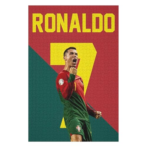 Puzzle 1000 Teile Ronaldo Puzzles Erwachsene Schwierigkeitsgrad Wooden Puzzles Fußballspieler Puzzle Lernspiele Spielzeug (75x50) cm von LOPUCK