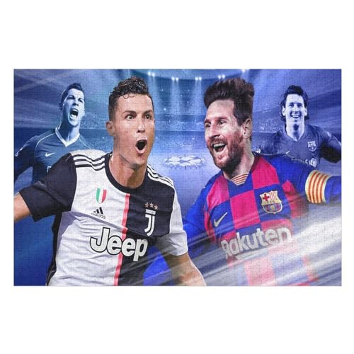 Puzzle 1000 Teile Ronaldo & Messi Puzzle Erwachsene Puzzle Soccer Player Wooden Puzzles Familie Dekoration Bildung Spielzeug Spiel 1000 PCS von LOPUCK