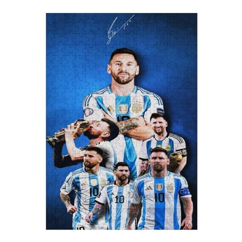 Puzzle 300 Teile Messi Puzzles Erwachsene Schwierigkeitsgrad Wooden Puzzles Fußballspieler Puzzle Lernspiele Spielzeug (40x28) cm von LOPUCK