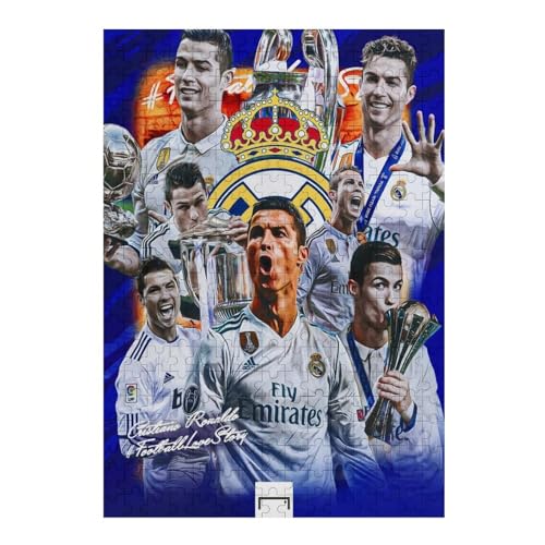 Puzzle 300 Teile Ronaldo Puzzle Erwachsene Wooden Puzzles Fußballspieler Puzzle Familie Dekoration Bildung Spiel Spielzeug (40x28) cm von LOPUCK