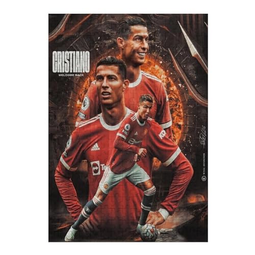 Puzzle 300 Teile Ronaldo Puzzles Erwachsene Schwierigkeitsgrad Wooden Puzzles Fußballspieler Puzzle Lernspiele Spielzeug (40x28) cm von LOPUCK