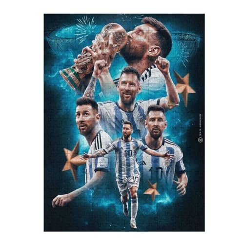 Puzzle 500 Teile Messi Puzzle Erwachsene Puzzle Fußballspieler Wooden Puzzles Familie Dekoration Bildung Spielzeug Spiel (52x38) cm von LOPUCK