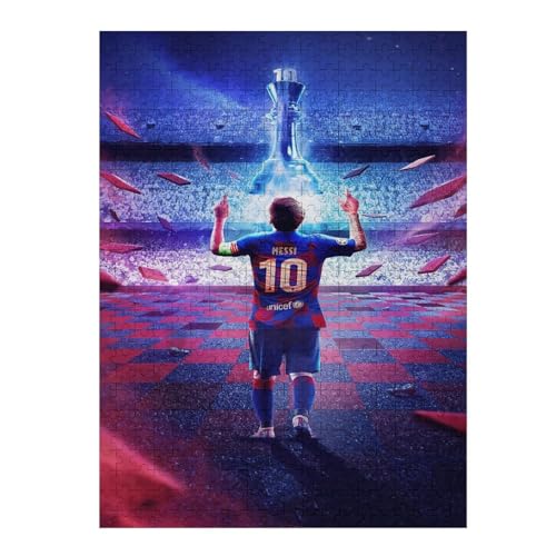 Puzzle 500 Teile Messi Puzzle Erwachsene Wooden Puzzles Fußballspieler Puzzle Familie Dekoration Bildung Spiel Spielzeug (52x38) cm von LOPUCK