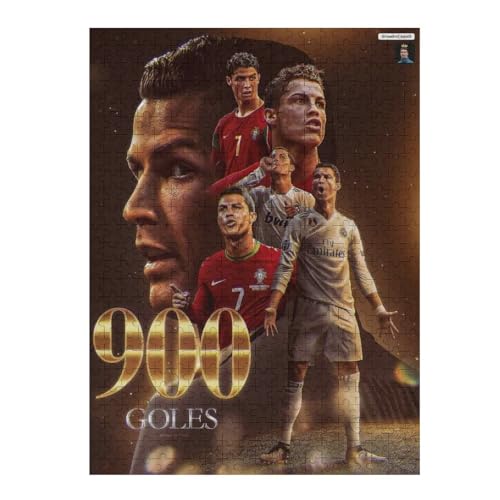 Puzzle 500 Teile Ronaldo 900 Goals Puzzles Erwachsene Schwierigkeitsgrad Wooden Puzzles Fußballspieler Puzzle Lernspiele Spielzeug (52x38) cm von LOPUCK