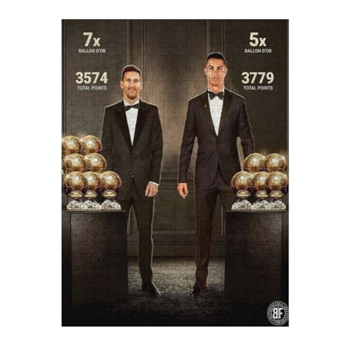 Puzzle 500 Teile Ronaldo Messi Puzzle Erwachsene Wooden Puzzles Fußballspieler Puzzle Familie Dekoration Bildung Spiel Spielzeug (52x38) cm von LOPUCK