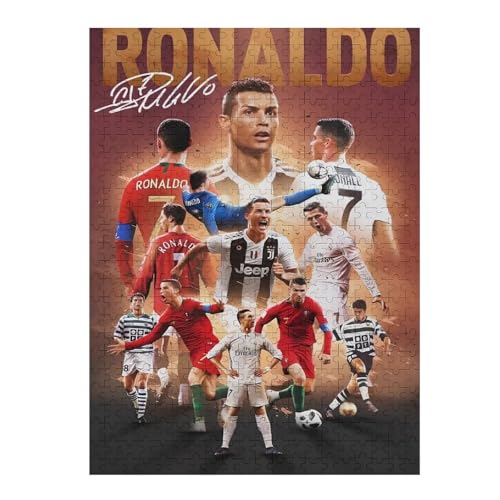 Puzzle 500 Teile Ronaldo Puzzles Erwachsene Schwierigkeitsgrad Wooden Puzzles Fußballspieler Puzzle Lernspiele Spielzeug (52x38) cm von LOPUCK