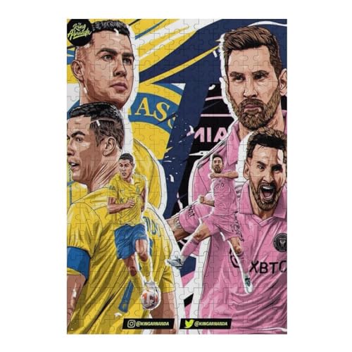 Puzzle Für Erwachsene 300 Teile Ronaldo Messi Puzzles 300 Teile Für Erwachsene Fußballspieler Wooden Puzzle Für Teenager Puzzlespiel Spielzeuggeschenk (40x28) cm von LOPUCK