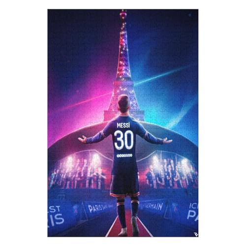 Puzzles 1000 Teile Messi Puzzle Erwachsene Puzzle Fußballspieler Wooden Puzzle Bildung Spiel Spielzeug Familie Dekoration (75x50) cm von LOPUCK