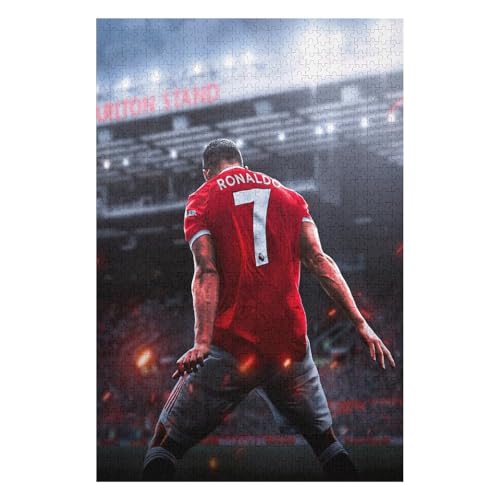 Puzzles 1000 Teile Ronaldo Puzzle Erwachsene Puzzle Fußballspieler Puzzles Familie Dekoration Lernspiele Spielzeug (75x50) cm von LOPUCK