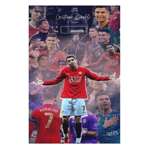 Puzzles 1000 Teile Ronaldo Puzzle Erwachsene Puzzle Fußballspieler Puzzles Familie Dekoration Lernspiele Spielzeug (75x50) cm von LOPUCK