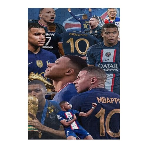 Puzzles 300 Teile Mbappe Puzzle Erwachsene Puzzle Schwierigkeitsgrad Puzzle Fußballspieler Puzzles Lernspiel Spielzeug Familie Dekoration (40x28) cm von LOPUCK