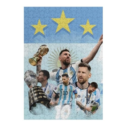 Puzzles 300 Teile Messi Puzzle Erwachsene Puzzle Fußballspieler Wooden Puzzle Bildung Spiel Spielzeug Familie Dekoration (40x28) cm von LOPUCK