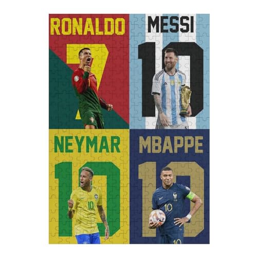 Puzzles 300 Teile Ronaldo Messi Neymar Mbappe Puzzle Erwachsene Puzzle Schwierigkeitsgrad Puzzle Fußballspieler Puzzles Lernspiel Spielzeug Familie Dekoration (40x28) cm von LOPUCK