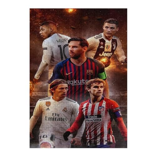 Puzzles 300 Teile Ronaldo Puzzle Erwachsene Puzzle Fußballspieler Wooden Puzzle Bildung Spiel Spielzeug Familie Dekoration (40x28) cm von LOPUCK