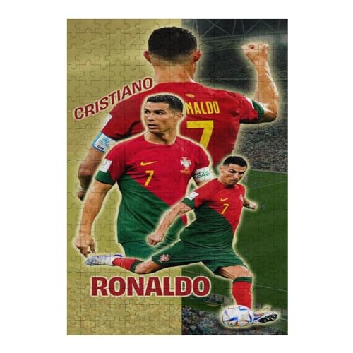 Puzzles 300 Teile Ronaldo Puzzle Erwachsene Puzzle Fußballspieler Wooden Puzzle Bildung Spiel Spielzeug Familie Dekoration (40x28) cm von LOPUCK