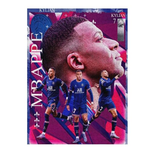 Puzzles 500 Teile Mbappe Puzzle Erwachsene Puzzle Fußballspieler Wooden Puzzle Bildung Spiel Spielzeug Familie Dekoration (52x38) cm von LOPUCK