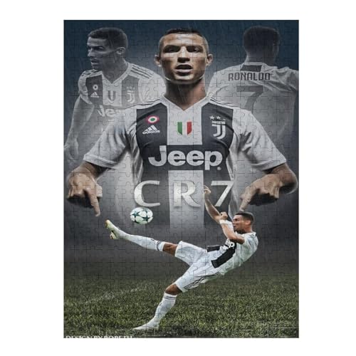 Puzzles 500 Teile Ronaldo Puzzle Erwachsene Puzzle Fußballspieler Puzzles Familie Dekoration Lernspiele Spielzeug (52x38) cm von LOPUCK