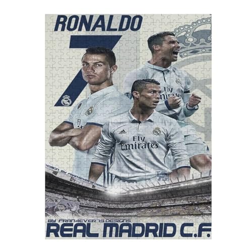 Puzzles 500 Teile Ronaldo Puzzle Erwachsene Puzzle Fußballspieler Wooden Puzzle Bildung Spiel Spielzeug Familie Dekoration (52x38) cm von LOPUCK