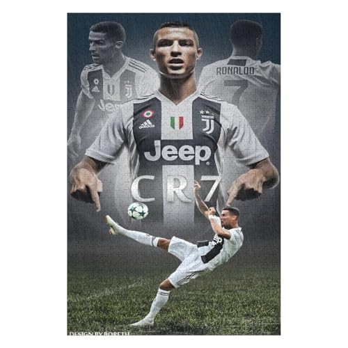 Ronaldo 1000 Teile Puzzles Für Erwachsene Puzzles Fußballspieler Wooden Puzzles Schwieriges Und Herausforderndes Spiel (75x50) cm von LOPUCK