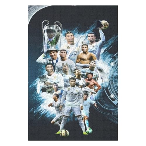 Ronaldo 1000 Teile Puzzles Für Erwachsene Puzzles Fußballspieler Wooden Puzzles Schwieriges Und Herausforderndes Spiel (75x50) cm von LOPUCK