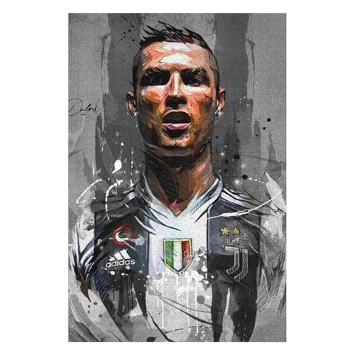 Ronaldo 1000 Teile Wooden Puzzle Erwachsene Kinder Puzzle Schwierigkeitsgrad Puzzles Fußballspieler Puzzles Familie Dekoration Lernspielzeug Spiele (75x50) cm von LOPUCK