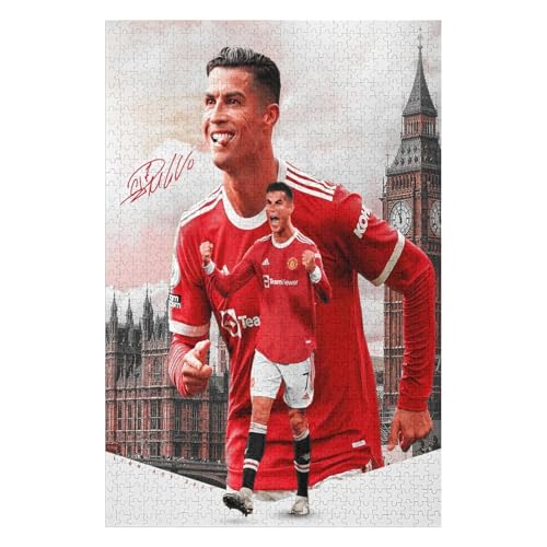 Ronaldo 1000 Teile Wooden Puzzle Erwachsene Kinder Puzzle Schwierigkeitsgrad Puzzles Fußballspieler Puzzles Familie Dekoration Lernspielzeug Spiele (75x50) cm von LOPUCK