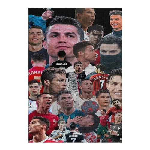 Ronaldo 300 Teile Uzzles Erwachsene Puzzle Fußballspieler Schwierigkeit Wooden Puzzles Familie Dekoration Bildung Spiel Spielzeug (40x28) cm von LOPUCK