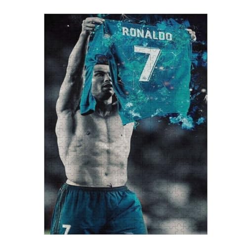 Ronaldo 500 Teile Uzzles Erwachsene Puzzle Fußballspieler Schwierigkeit Wooden Puzzles Familie Dekoration Bildung Spiel Spielzeug (52x38) cm von LOPUCK