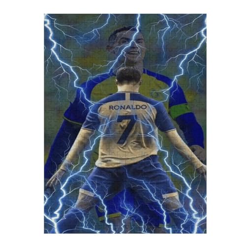 Ronaldo 500 Teile Wooden Puzzle Erwachsene Kinder Puzzle Schwierigkeitsgrad Puzzles Fußballspieler Puzzles Familie Dekoration Lernspielzeug Spiele (52x38) cm von LOPUCK