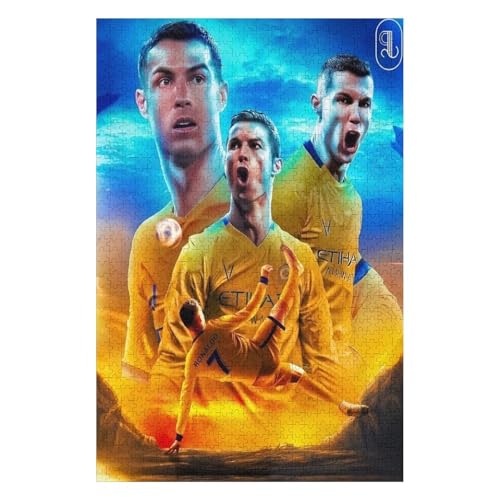 Ronaldo Erwachsene Puzzle 1000 Teile Puzzle Fußballspieler Wooden Puzzle Lernspielzeug Spiel Familiendekoration (75x50) cm von LOPUCK