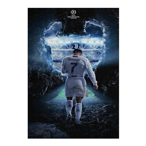 Ronaldo Erwachsene Puzzle 300 Teile Puzzle Fußballspieler Wooden Puzzle Lernspielzeug Spiel Familiendekoration (40x28) cm von LOPUCK