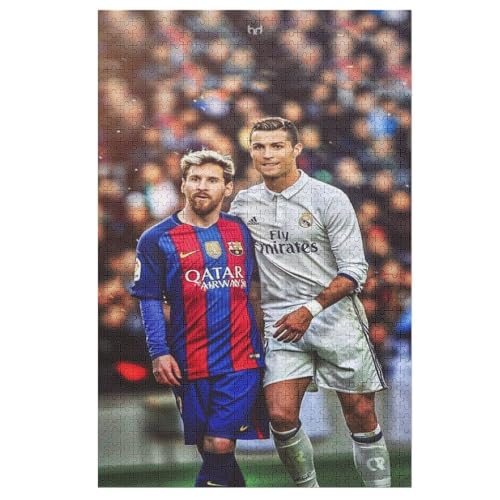 Ronaldo Messi 1000 Teile Puzzle Puzzle Erwachsene Kinder Puzzles Fußballspieler Wooden Puzzles Familie Dekoration Bildung Spiel Spielzeug 1000 PCS von LOPUCK