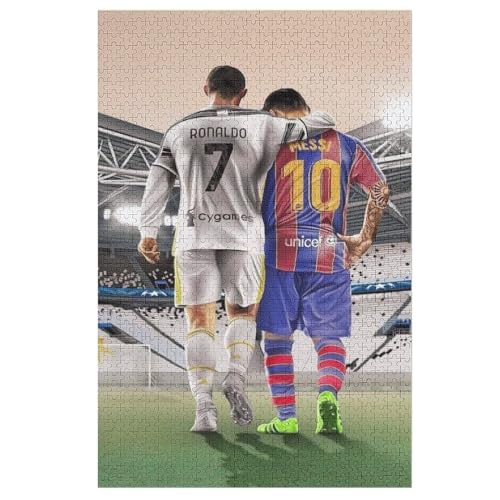 Ronaldo Messi 1000 Teile Uzzles Erwachsene Kinder Puzzle Fußballspieler Schwierigkeit Wooden Puzzles Familie Dekoration Bildung Spiel Spielzeug 1000 PCS von LOPUCK