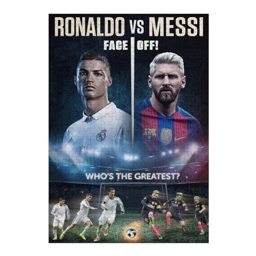 Ronaldo Messi 300 Teile Puzzle Puzzle Erwachsene Puzzles Fußballspieler Wooden Puzzles Familie Dekoration Bildung Spiel Spielzeug (40x28) cm von LOPUCK