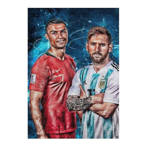 Ronaldo Messi 300 Teile Uzzles Erwachsene Puzzle Fußballspieler Schwierigkeit Wooden Puzzles Familie Dekoration Bildung Spiel Spielzeug (40x28) cm von LOPUCK