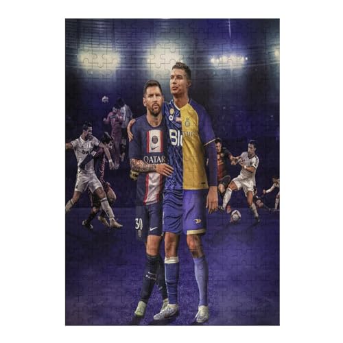 Ronaldo Messi 300 Teile Wooden Puzzles Lernen Lernspielzeug Familienspiele Geburtstagsgeschenke Für Kleinkinder Kinder Jungen Mädchen Puzzles (40x28) cm von LOPUCK