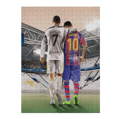 Ronaldo Messi 500 Teile Puzzle Puzzle Erwachsene Puzzles Fußballspieler Wooden Puzzles Familie Dekoration Bildung Spiel Spielzeug (52x38) cm von LOPUCK