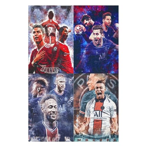 Ronaldo Messi Neymar Mbappe1000 Puzzleteile Puzzle Erwachsene Puzzle Schwierigkeitsgrad Puzzle Fußballspieler Wooden Puzzles Lernspielzeug Spiel (75x50) cm von LOPUCK