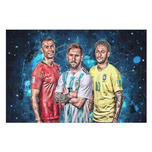 Ronaldo Messi Neymar Puzzles Erwachsene Puzzle 1000 Teile Puzzle Soccer Player Wooden Puzzle Lernspielzeug Spiel Familiendekoration 1000 PCS von LOPUCK