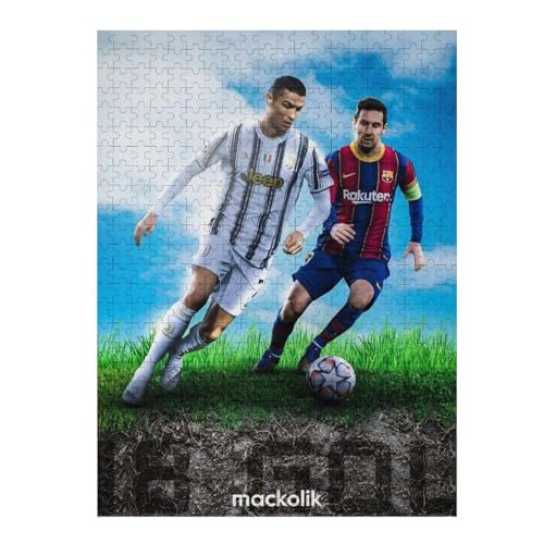 Ronaldo Messi Puzzle Erwachsene Fußballspieler Puzzles 500 Teile Wooden Puzzles Bildung Spielzeug Spiel Familie Dekoration (52x38) cm von LOPUCK