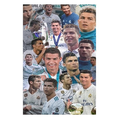 Ronaldo Puzzle Erwachsene Fußballspieler Puzzles 1000 Teile Wooden Puzzles Bildung Spielzeug Spiel Familie Dekoration (75x50) cm von LOPUCK