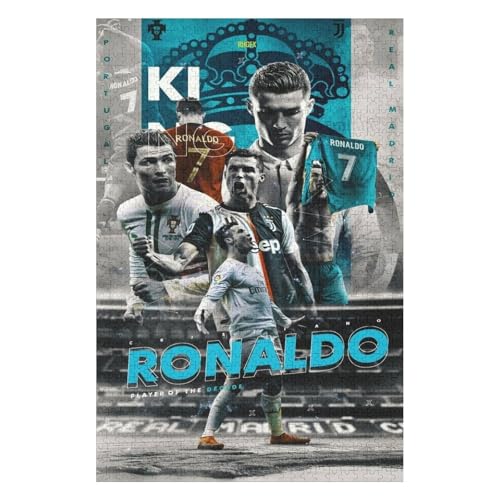 Ronaldo Puzzle Erwachsene Fußballspieler Puzzles 1000 Teile Wooden Puzzles Bildung Spielzeug Spiel Familie Dekoration (75x50) cm von LOPUCK