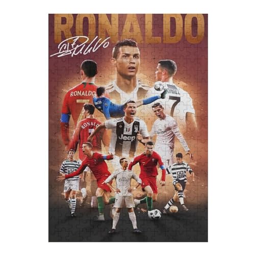 Ronaldo Puzzle Erwachsene Fußballspieler Puzzles 300 Teile Wooden Puzzles Bildung Spielzeug Spiel Familie Dekoration (40x28) cm von LOPUCK