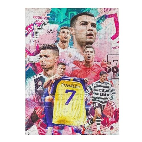 Ronaldo Puzzle Erwachsene Fußballspieler Puzzles 500 Teile Wooden Puzzles Bildung Spielzeug Spiel Familie Dekoration (52x38) cm von LOPUCK