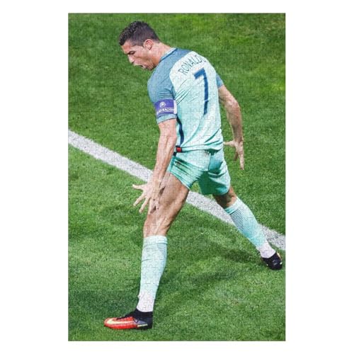 Ronaldo Puzzles Erwachsene Puzzle 1000 Teile Puzzle Fußballspieler Wooden Puzzle Lernspielzeug Spiel Familiendekoration (75x50) cm von LOPUCK