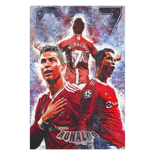 Ronaldo Puzzles Erwachsene Puzzle 1000 Teile Puzzle Fußballspieler Wooden Puzzle Lernspielzeug Spiel Familiendekoration (75x50) cm von LOPUCK