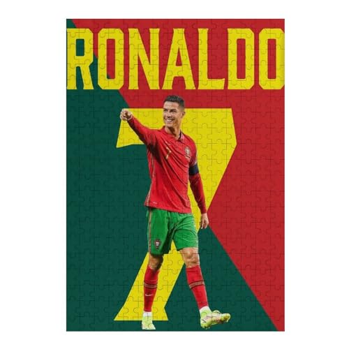 Ronaldo Puzzles Erwachsene Puzzle 300 Teile Puzzle Fußballspieler Wooden Puzzle Lernspielzeug Spiel Familiendekoration (40x28) cm von LOPUCK