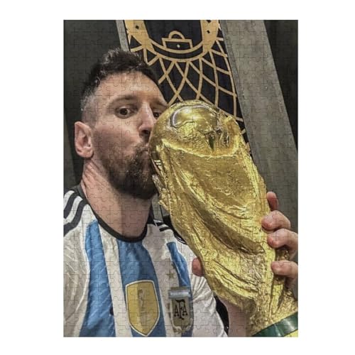 Teens Kids Puzzle Jigsaw 500 Pieces Jigsaw Messi Jigsaw, Fußballspieler Jigsaw Educational Game Toy Family Decoration (52x38) cm von LOPUCK