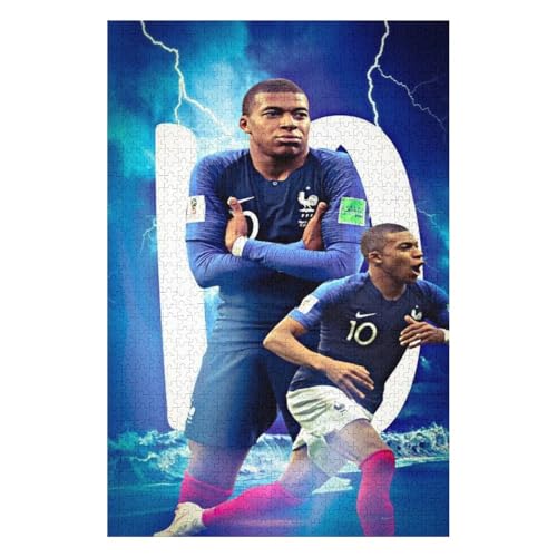 Wooden Puzzle 1000 Teile Mbappe Puzzle Erwachsene Puzzles Fußballspieler Puzzle Bildung Spielzeug Spiel Familie Dekoration (75x50) cm von LOPUCK